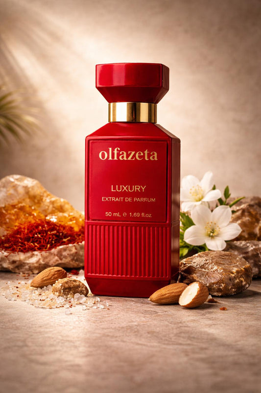 Parfum Noxia safran amande jasmin – accord boisé ambré élégant et lumineux